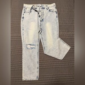 Women's Light Blue Distressed Flare Jeans